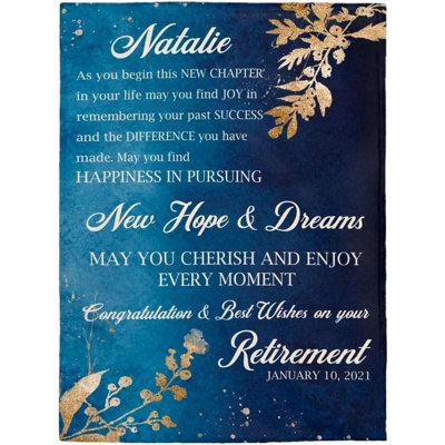 Retirement Blanket Personalized Soft Throw Blanket Best Retirement Gifts for Women Men, Mom Dad Grandma Grandpa Boss Coworkers Friends Retire Farewell Party Gift 60*80inch
