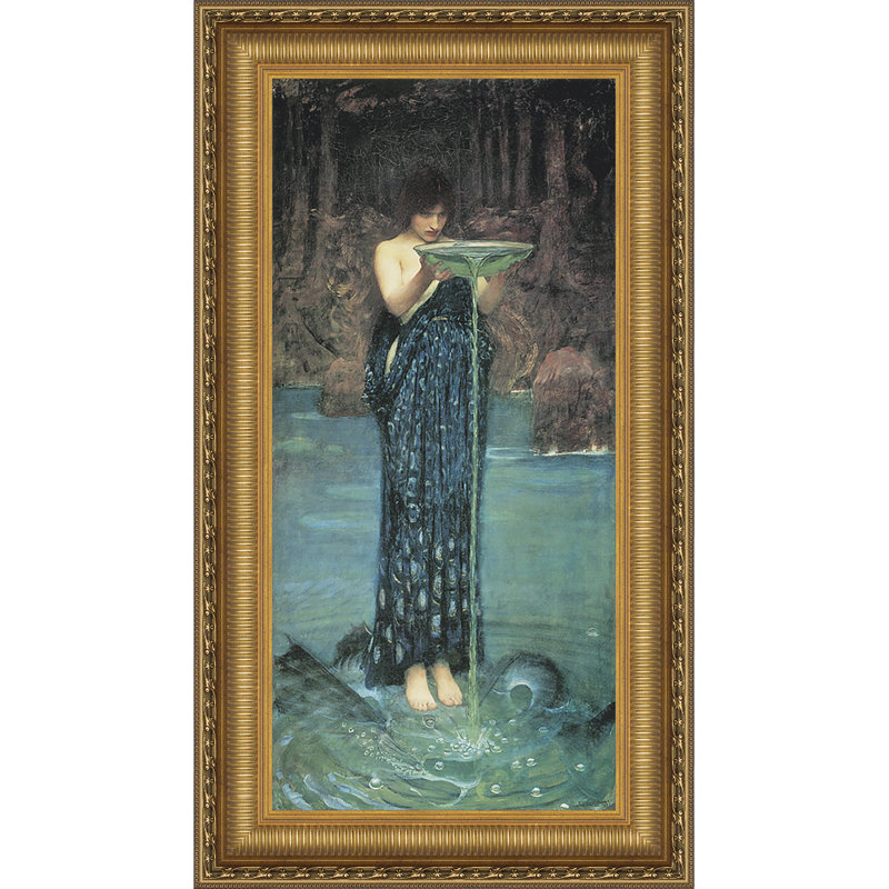 "Circe Invidiosa, 1892" by John William Waterhouse Matted Framed Painting Print with Mounting Hardware , 49.25" H x 27.25" W