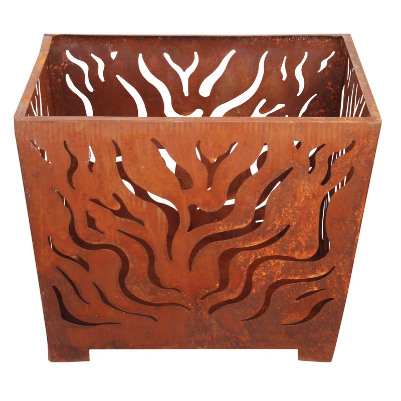Square Rusty Firebasket, 45cm H x 60cm W x 60cm D