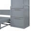 Grand lit escamotable mural avec placard et tiroirs, gris