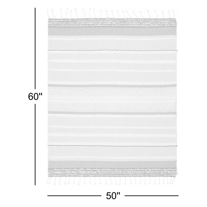 Bara Hand Woven Throw Blanket, Gray/Denim