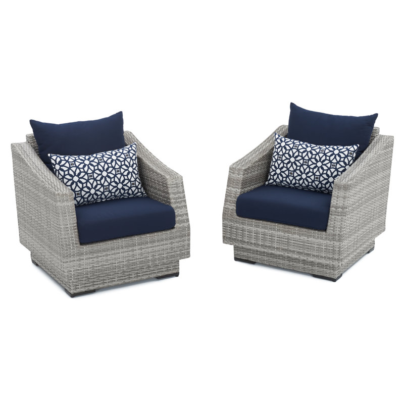 Fionnula Patio Chair With Sunbrella Cushion Covers, Canvas Navy Sunbrella® Canvas