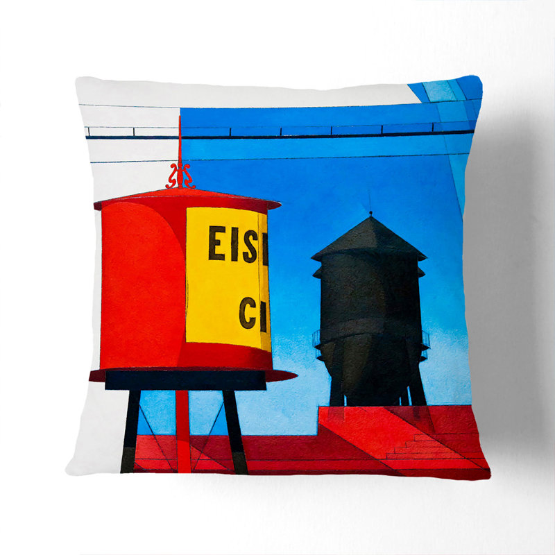 Water Tower Scatter Cushion, 40cm H x 40cm W x 15cm D, Stone
