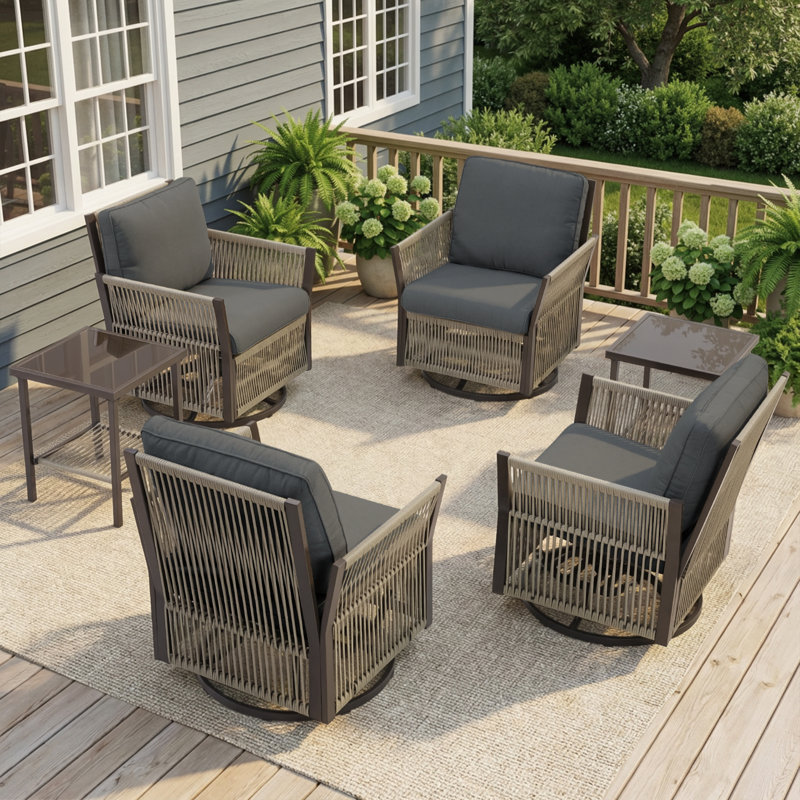 Ensemble de chaises pivotantes 6 pièces pour l'extérieur, Gris