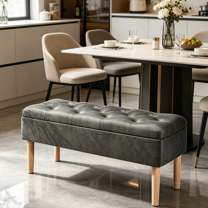 100cm Wide Velvet Rectangle No Pattern Standard Ottoman, 46cm H x 100cm L x 30cm D