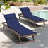 Coussins de chaise longue d'extérieur L 72 po x l 21 po avec repose-tête et attaches (ensemble de 2)