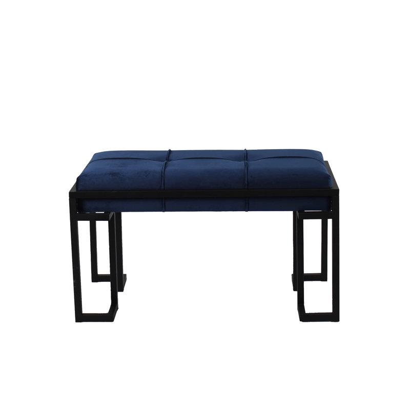 Velvet Upholstered Bench, Navy