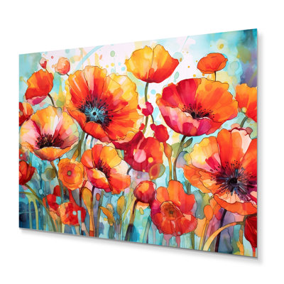 Brilliant Poppies V - impression d'art floral en métal