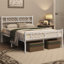 Minimalist Metal Slatted Bed Platform with Arrow Design Headboard-1221307250-1221195390