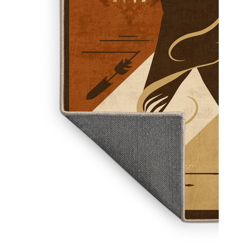 Soft Plush Dunklin Cherokee Archer Rustic Area Rug in Beige – Beige Binding, 2x5