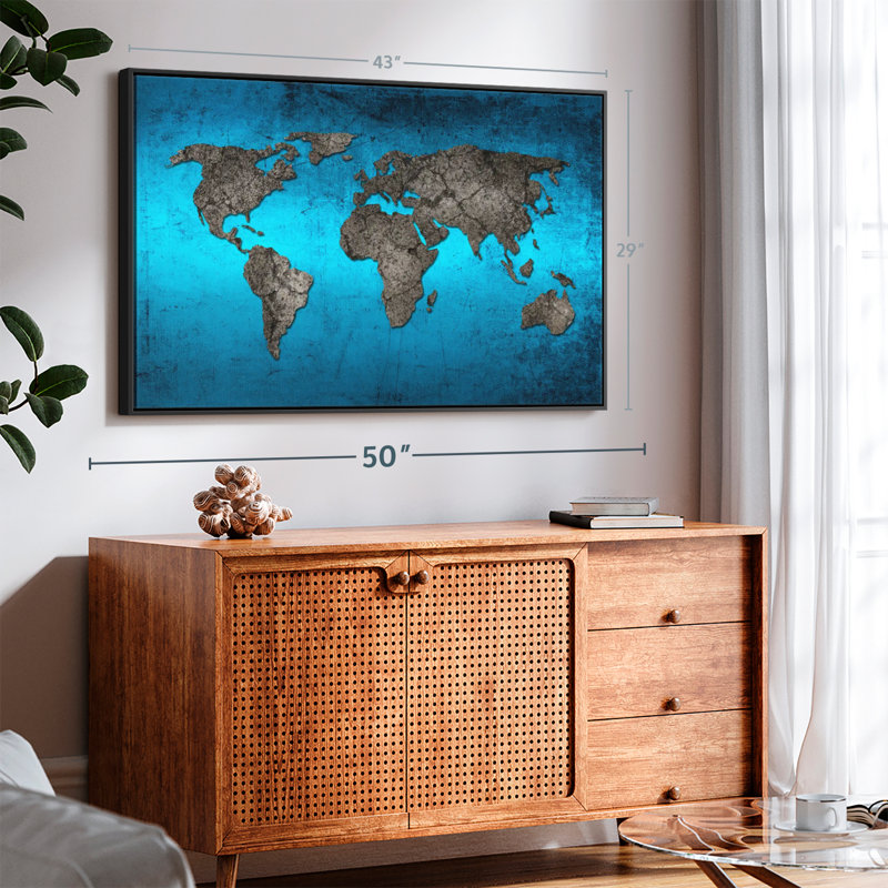 Amnen Ocean World Map Canvas Print, 29" H x 43" W