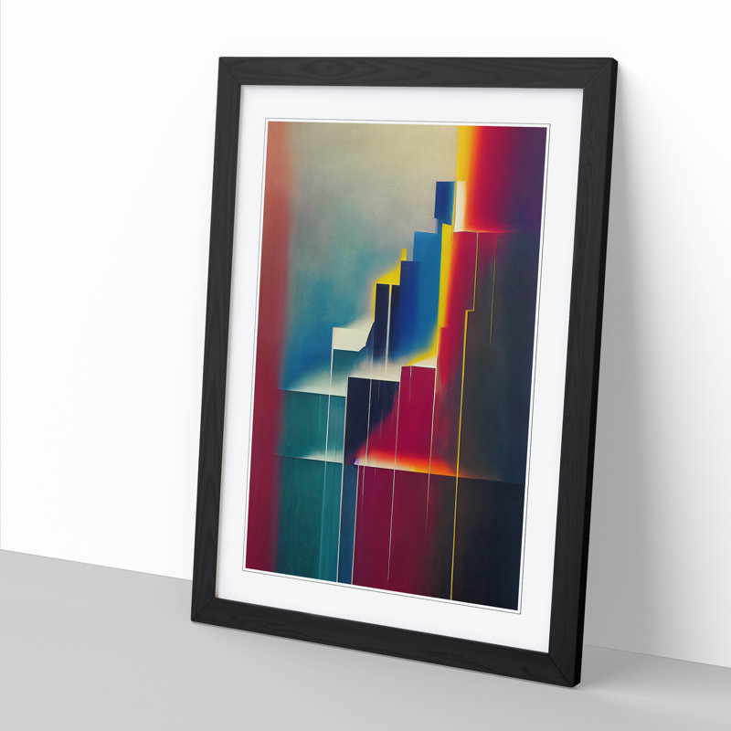 Waterfall Modern Art - Framed Print, 64cm H x 46cm W x 2cm D, Walnut