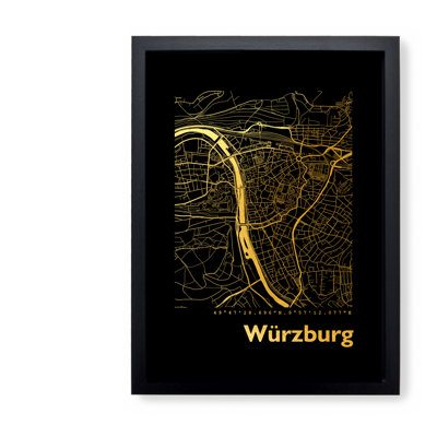 Würzburg Map - Single Picture Frame Print