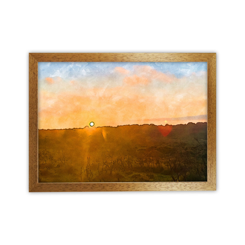 Sunset over Dartmoor Landscape 1 Piece Wall Art, 25cm H x 34cm W x 3cm D, Brown Framed