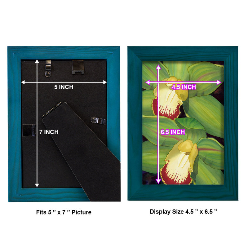 Lime orchidée I - reproduction de cadre photo simple, H 9 po x l 7 po x P 1 po, Bleu