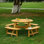 Ensemble de table de pique-nique 8 personnes avec 4 bancs intégrés et un trou pour parasol - parfait pour le jardin, la cour, le porche et le patio - bois naturel