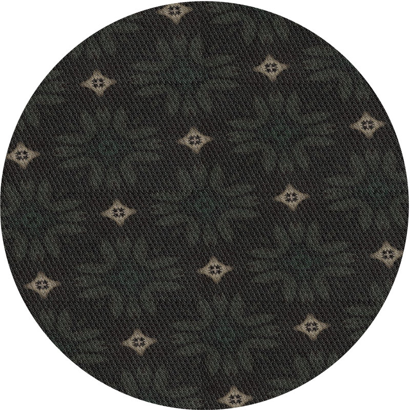 Tapis de zone noire à motifs, Rond 5 pi