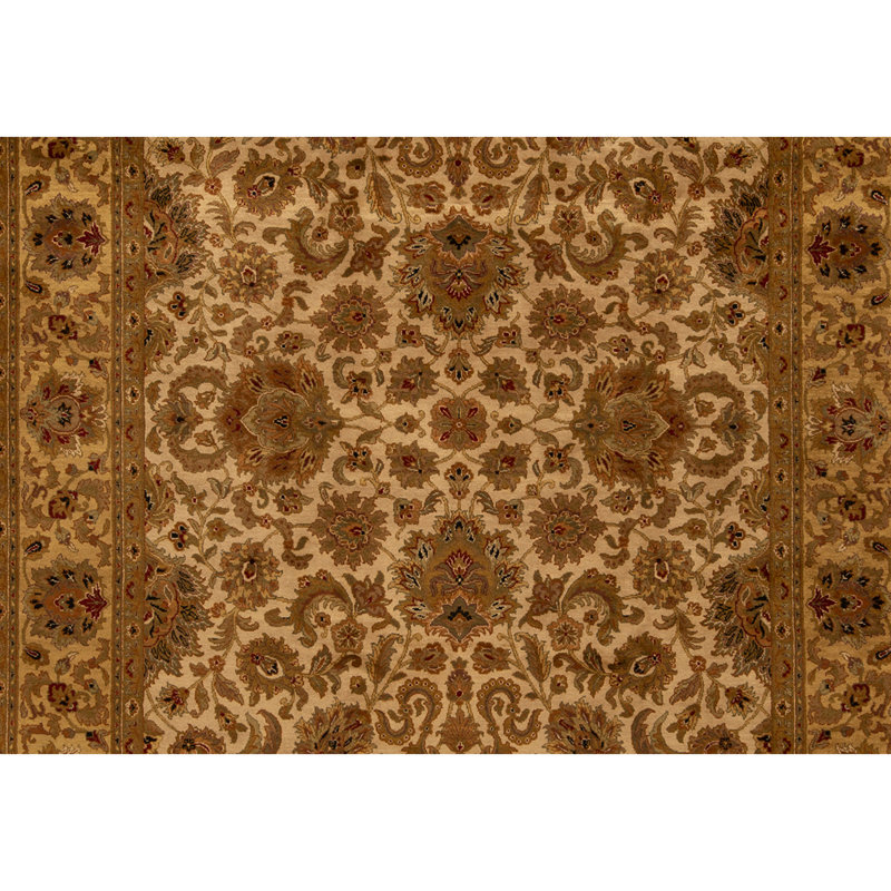 Tapis ivoire et doré de haute qualité noué à la main
