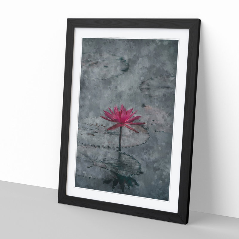 A Sacred Lotus Flower - Picture Frame Painting, 36cm H x 27cm W x 2cm D, Black Framed