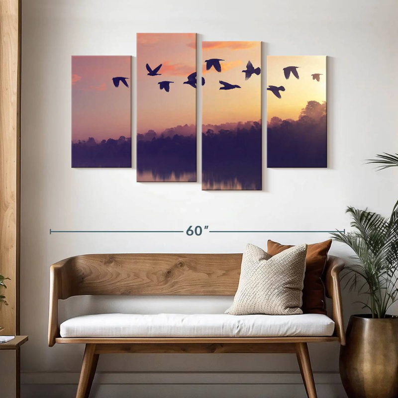 Birds Sunny Silhouette, H 32 po x l 52 po