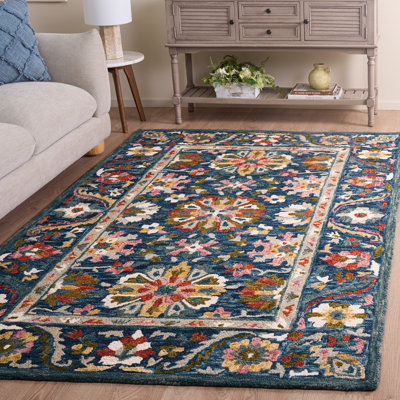 Oriental Hand Tufted Wool/Cotton Area Rug in Green/Blue/Orange/Yellow/Pink/Ivory
