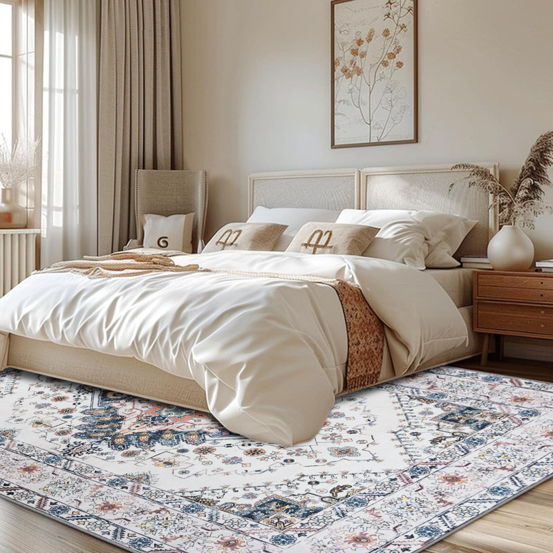 Groner Area Rugs Machine Washable Boho Rug For Living Room Bedroom, Rectangle 9' x 11'