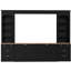 Meuble audio-vidéo rétro noir, meuble télé arqué de 106 po, rangement polyvalent avec armoires et tiroirs, structure de tiroir compatible avec panneaux de particules de 70 po