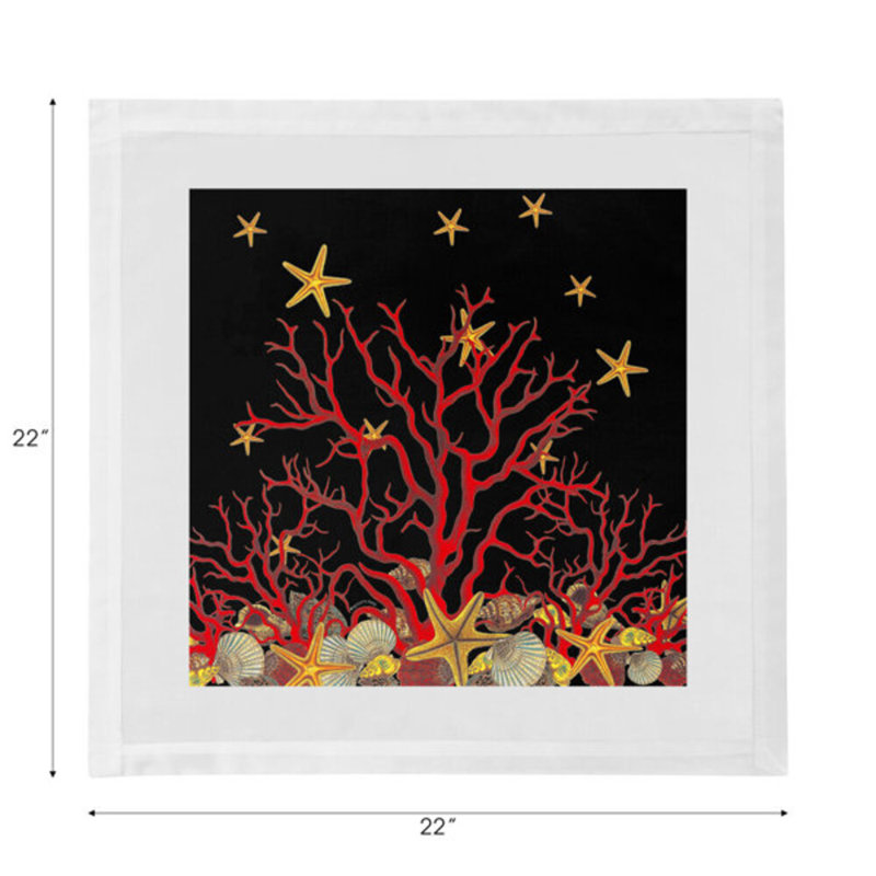 Serviettes de table en satin de coton Coral Reef, Noir