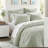 Premium Cotton Bedding Set, Sage Gauze Quilt With Embroidery, All-season Comfort
