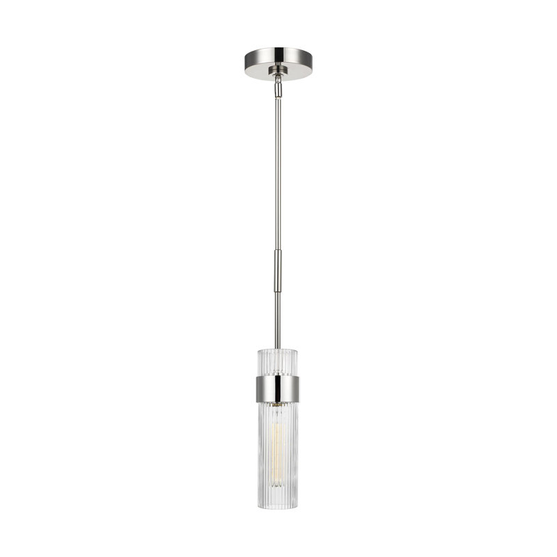 Geneva 1 - Light Pendant, 12" H x 3.375" W x 3.375" D, Polished Nickel