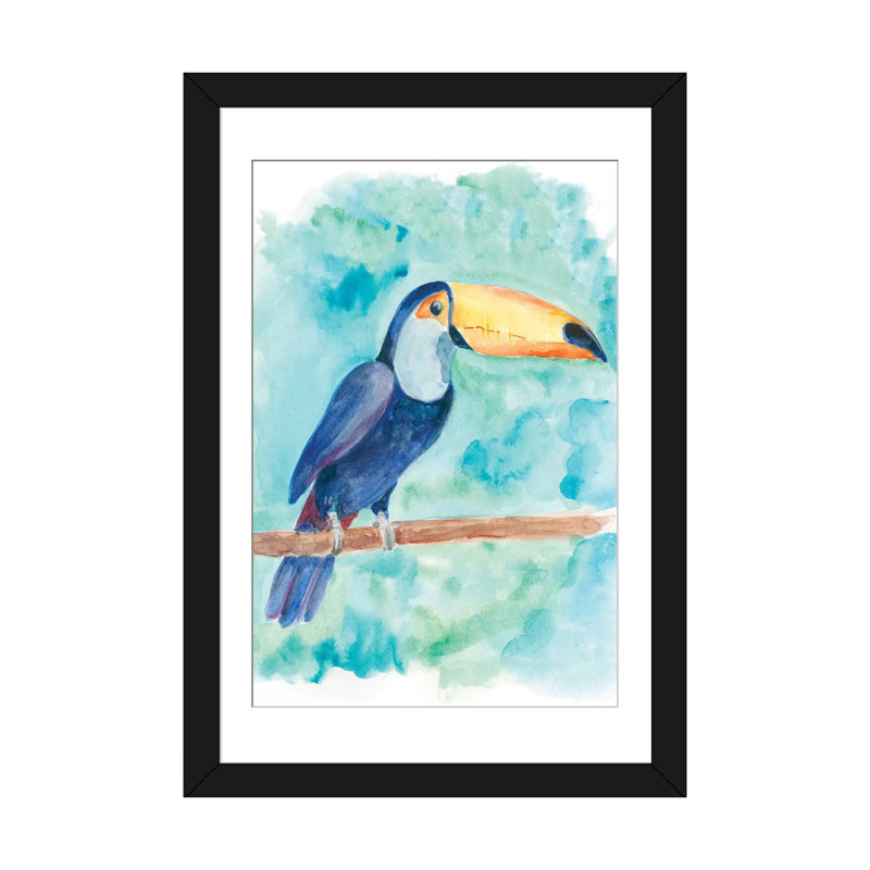 « doux oiseau », reproduction sur toile, H 24 po x l 16 po x P 1 po, Papier d'art encadré noir, Blanc