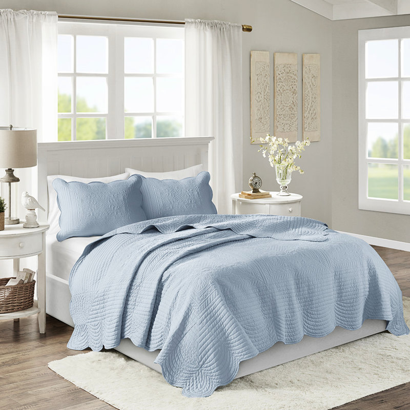 Courtepointe festonnée très grand / très grand - intérieur en coton 90%, ensemble de 3 pièces en microfibre respirante et confortable