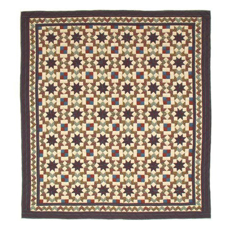 Star Light Farmhouse / Country Cotton Geometric Shapes Quilt, Twin