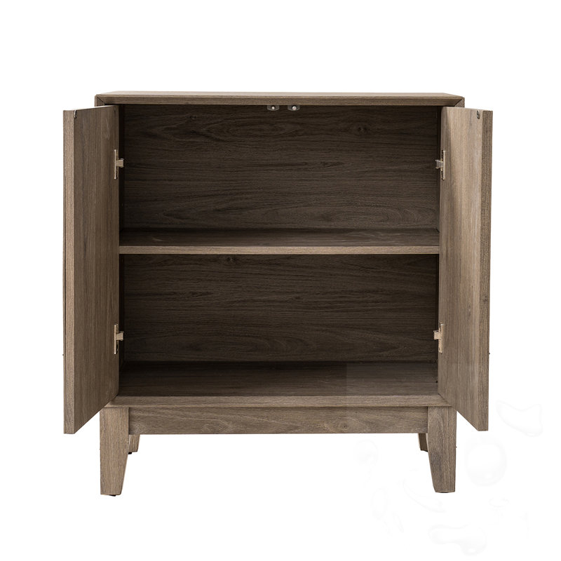 Wooden Double Mirror Door Cabinet, Light Brown