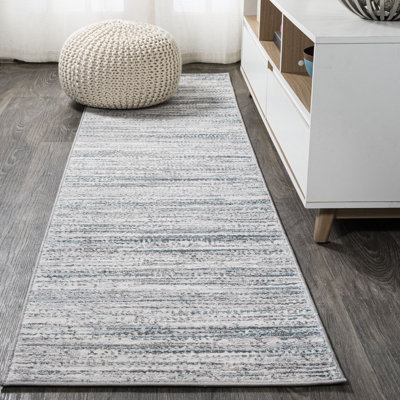 Tapis gris / turquoise Asahn Loom Modern Strie