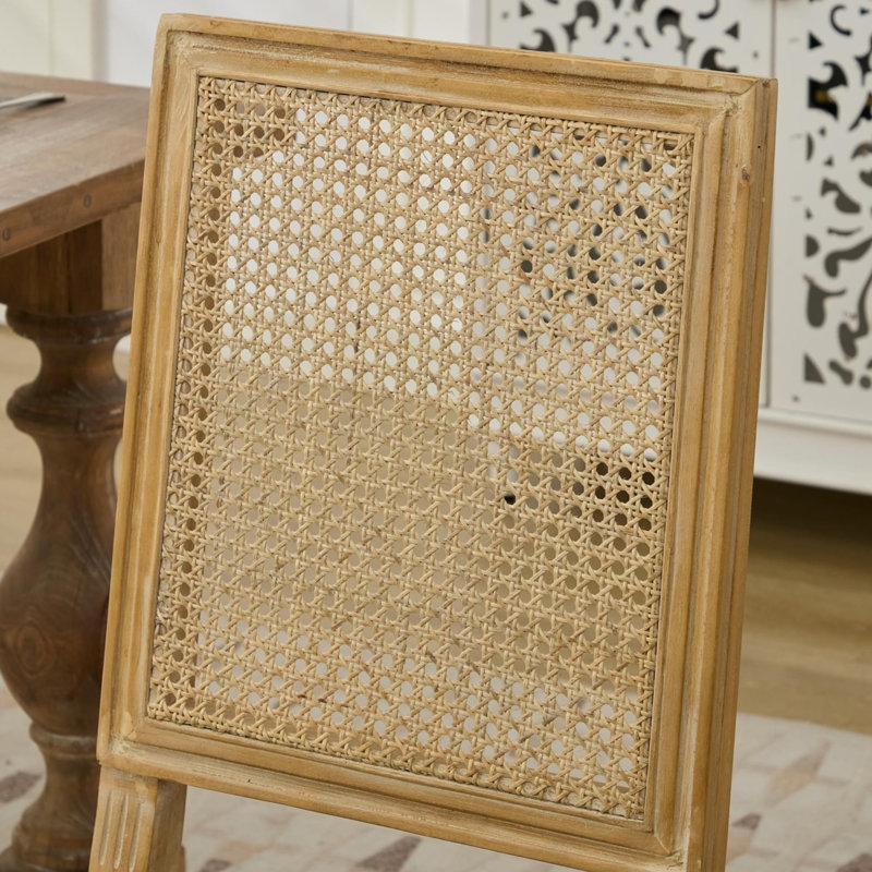 French Country Style Dining Chairs, Louis Dining Chairs With Square Rattan Backrest And Exquisitely Carved Solid Wood Frame