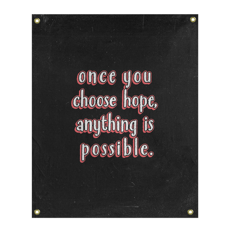 Tapisserie tableau noir en polyester, citation d’espoir, H 36 po x l 26 po, Rouge