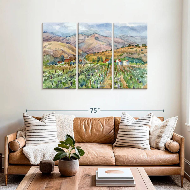 Paysage avec vignoble Alvord, H 36 po x l 57 po