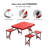 Patio Red Plastic Portable Camping Table Chair Set-1780145825
