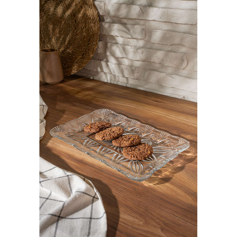 Elegant 100% Glass Service Plate, Rectangular Design, 10.6 x 7.5 x 0.8 Inches | Dishwasher-Safe, BPA Free, Transparent | Ideal for Serving Appetizers, Desserts, and More | Perfect for Home Entertaining