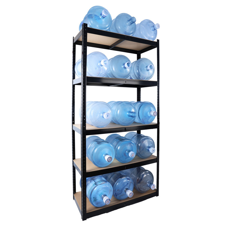 Étagères de rangement robustes pour garage 2 000 lb - 5 tablettes en métal pour garde-manger, placard, cuisine, entrepôt, sous-sol. Réglable et facile à monter. Garage noir, assemblage rapide et rapide en 10 minutes