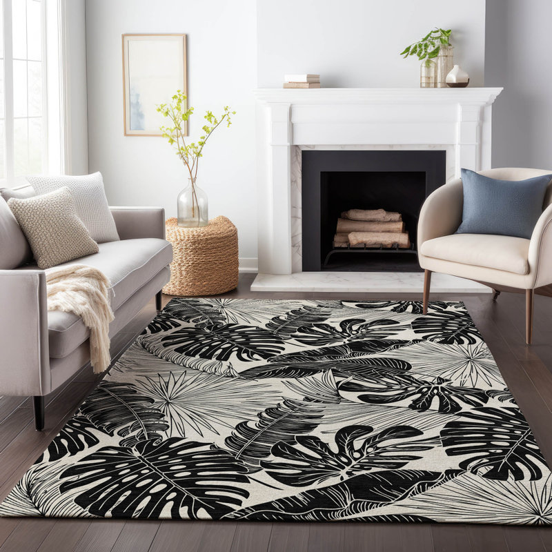 Premium Machine Washable Cerrito AMF211 Midnight Rug, Rectangle 5' x 7'6"