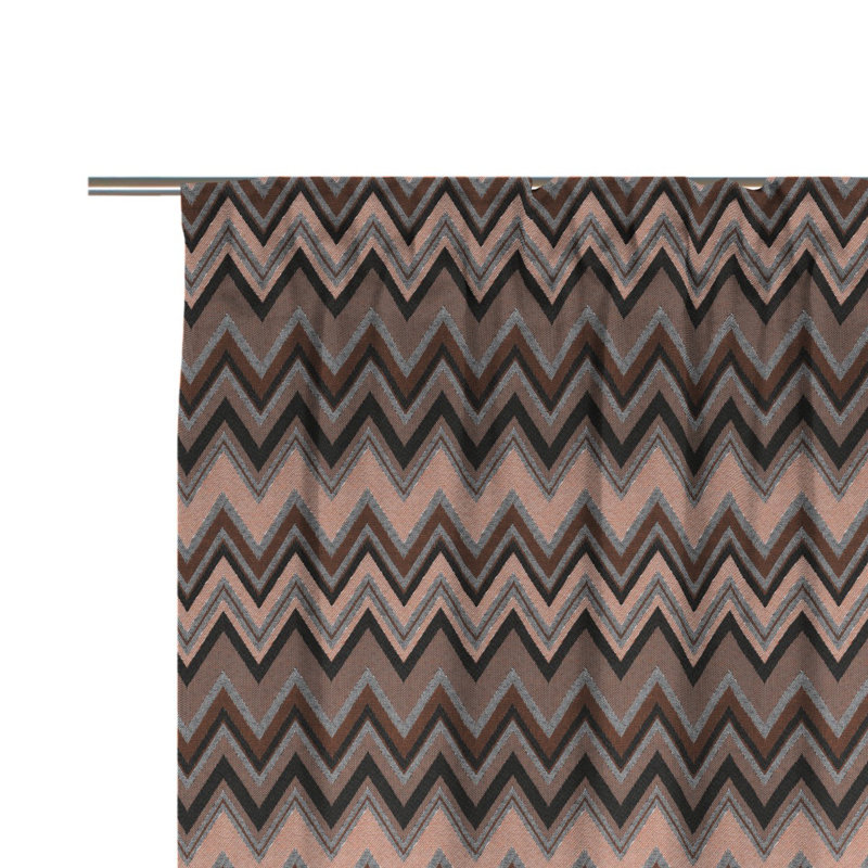 Kurtus Room Darkening Curtain Single Panel, Brown/Black/Grey, 132 W x 225 D cm
