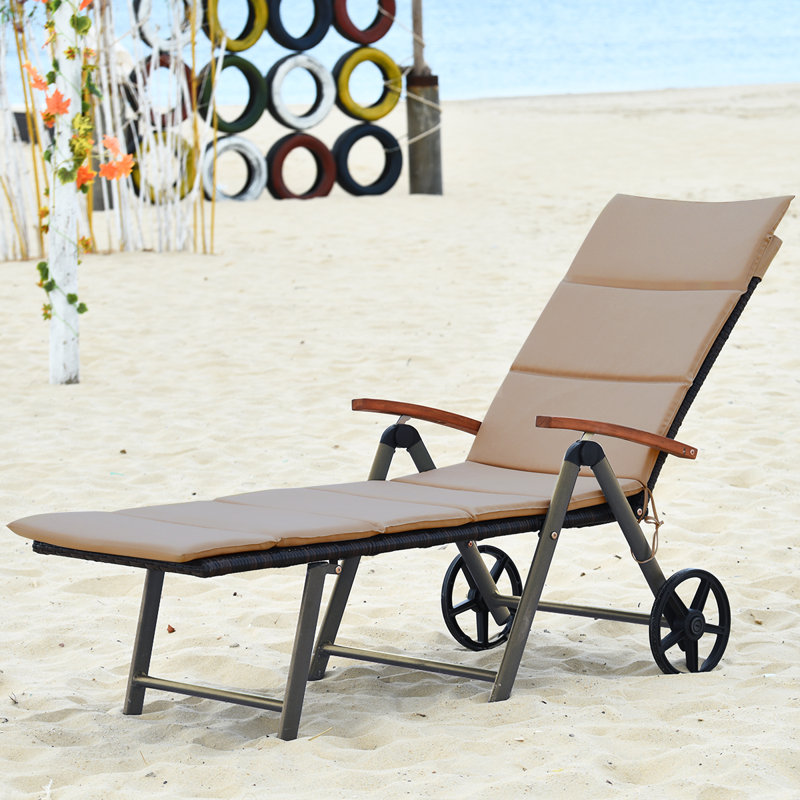 Chaise longue inclinable 73 po Nob Hill, Beige, Gris
