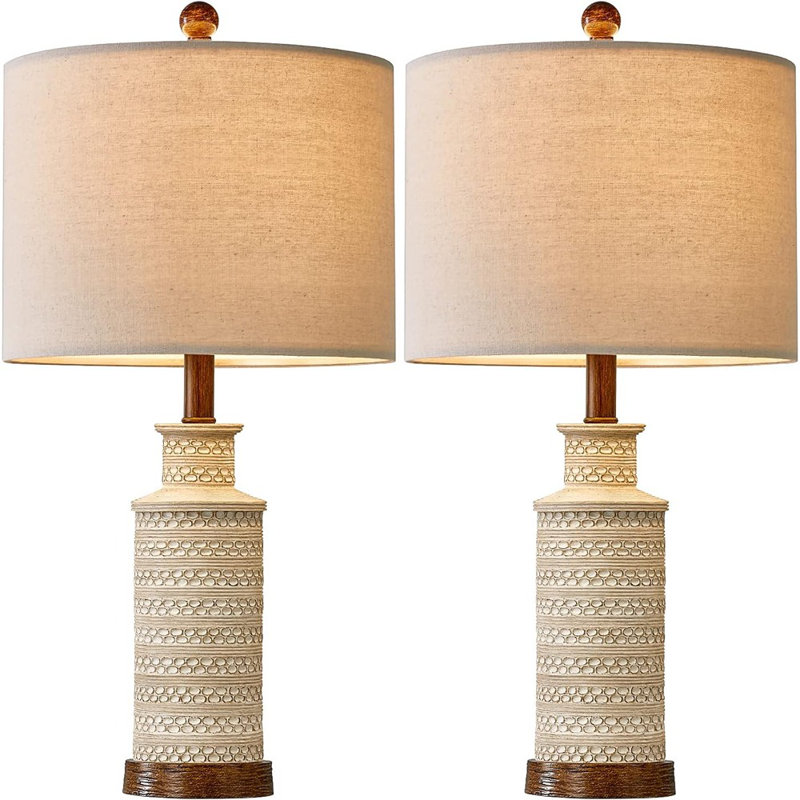 Ensemble de 2 lampes de table 24 po pour table de chevet pour salon de style rustique rétro