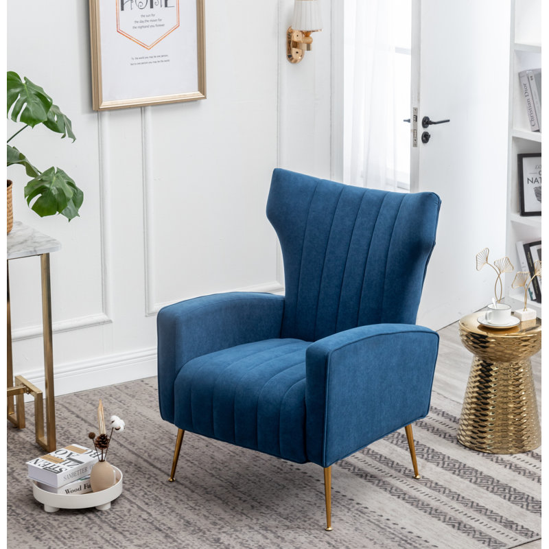 Fauteuil à oreilles Floreal de 27,5 po de large Floreal, Bleu