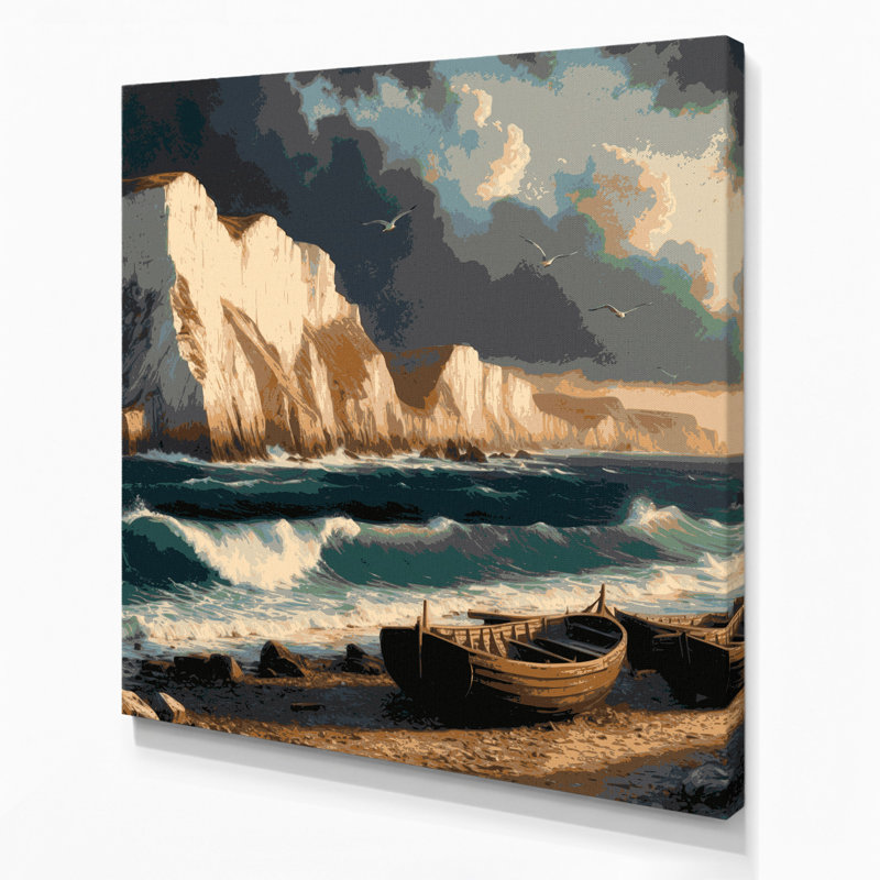 Art mural sur toile noir côtier côtier, H 12 po x l 12 po