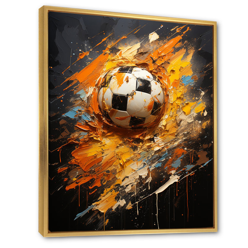 Joshuah Soccer Abstract Striker sur impression sur toile, H 40 po x l 30 po x P 1,5 po, Cadre flottant doré