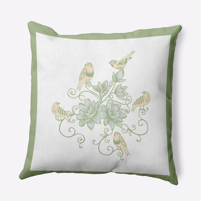 Birds And Flowers Decorative Throw Pillow O5PFN1622GR41