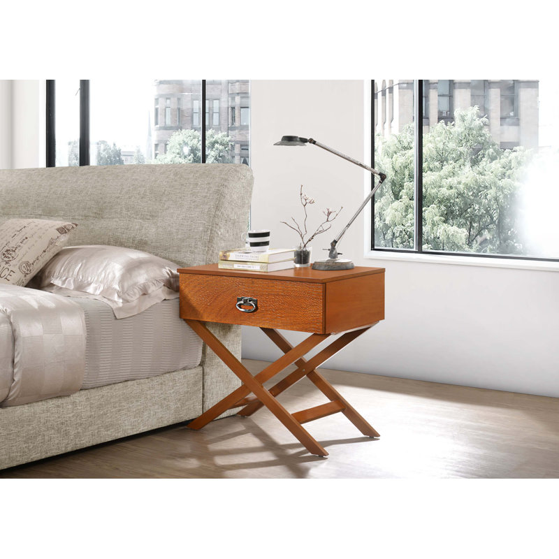 Elegant Contemporary Nightstand, Oak